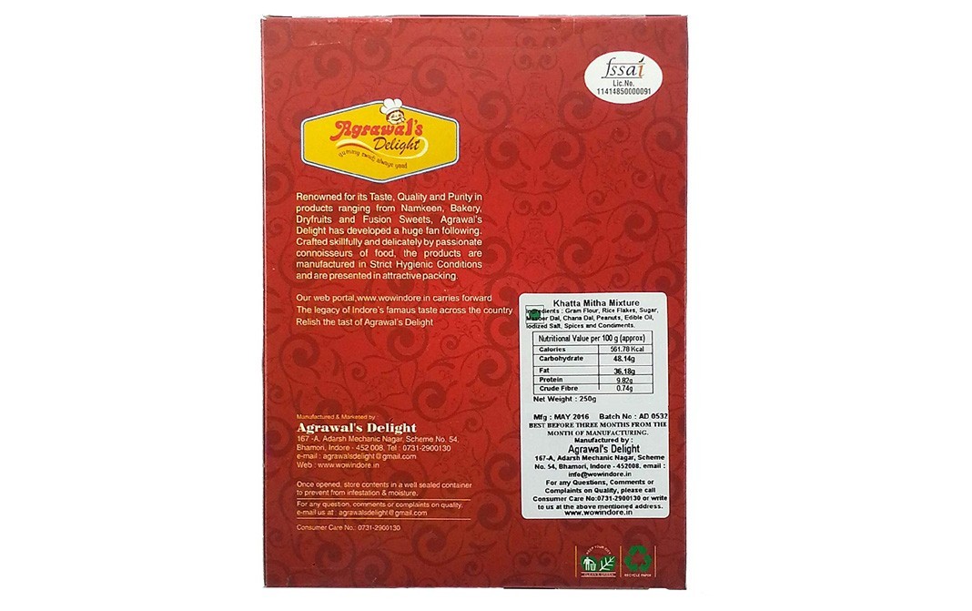 Agrawal's Delight Khatta Meetha Mixture    Box  1000 grams